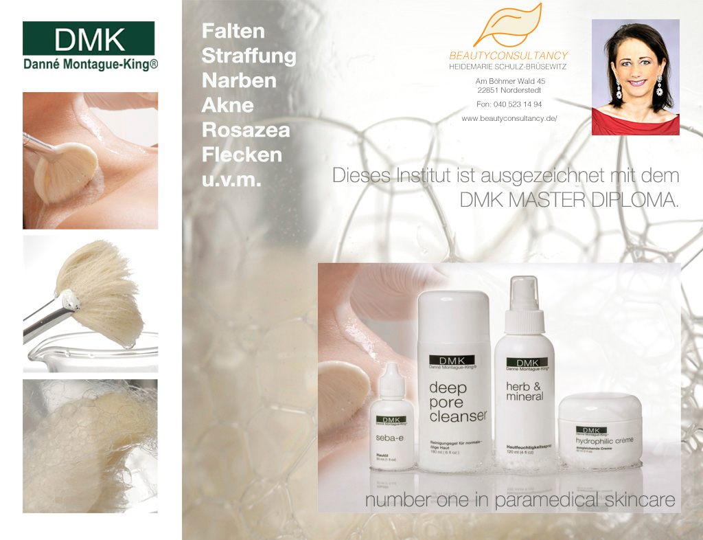 Beauty Consultancy arbeitet ausschließlich mit den hochwertigen Produkten von DMK
